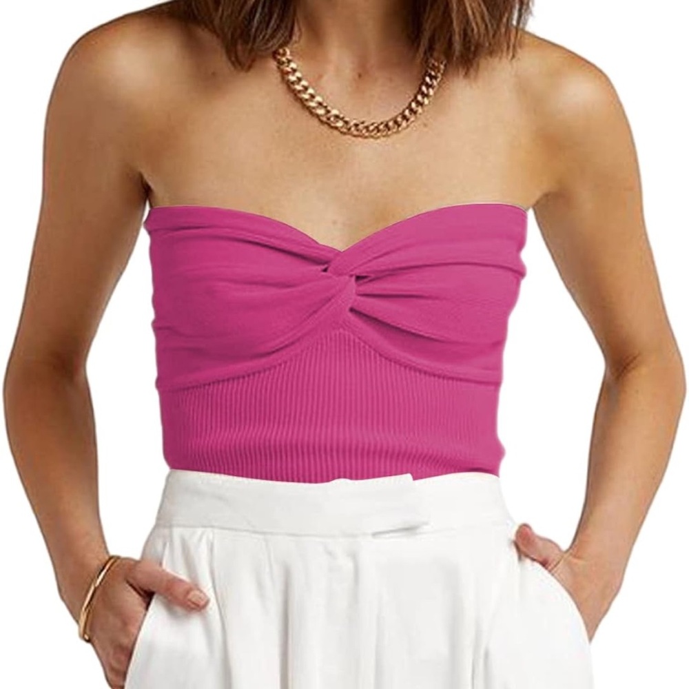 Amazon Twist Knot Strapless Crop Top